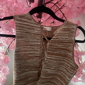 Meshki Brown and Cream Striped Tank Top
